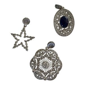 925 ESPO Joseph Esposito 3 Large Pendants with Magnetic Tops Sterling Silver